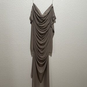 Justify Asymmetrical Taupe Draped Dress